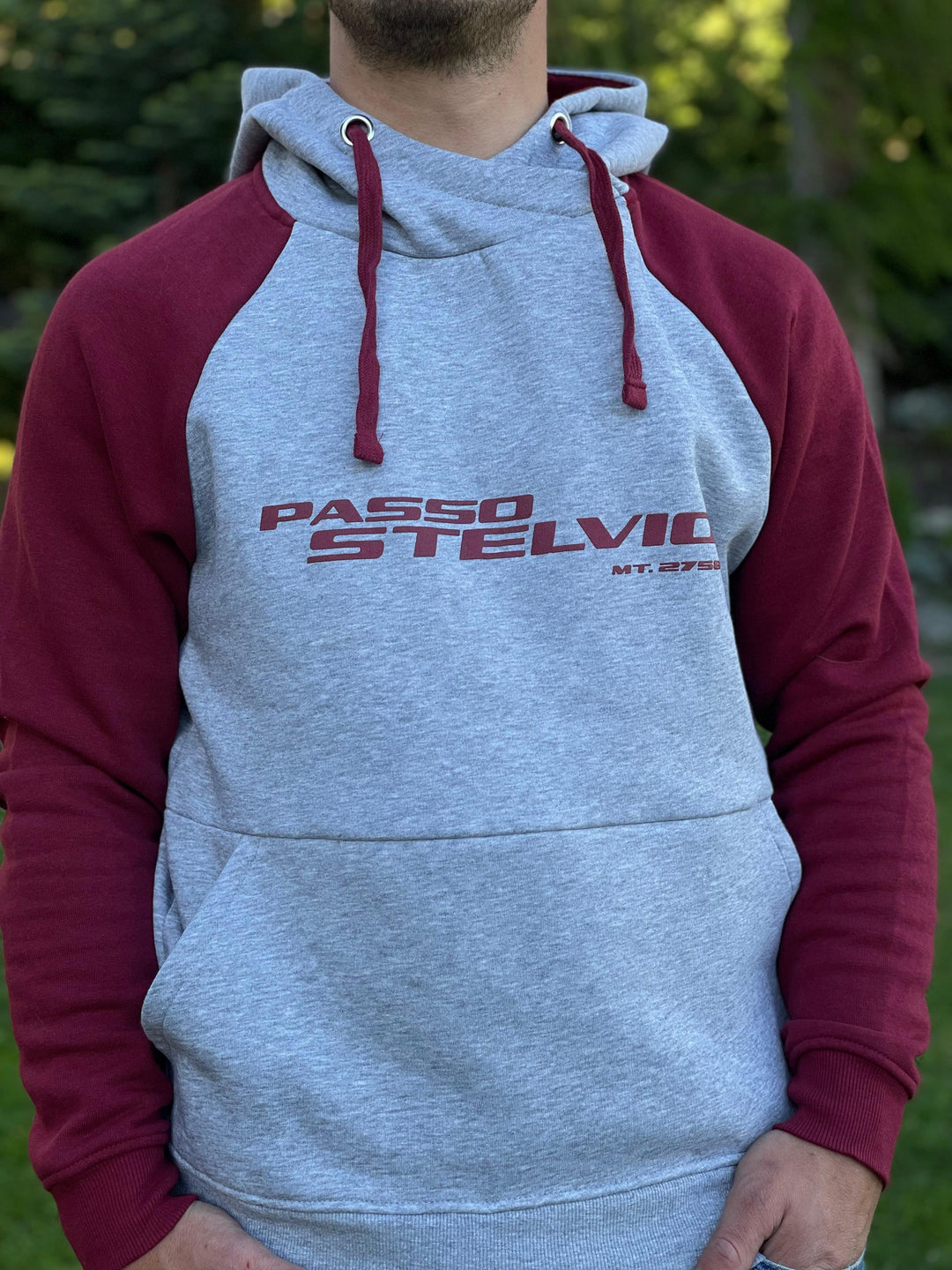 Felpa Stelvio Granata con cappuccio