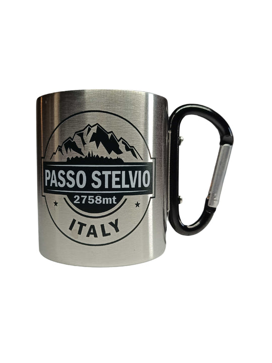 Stelvio mug with Stelvio1 print carabiner