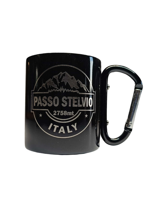 Stelvio cup with mountain logo carabiner