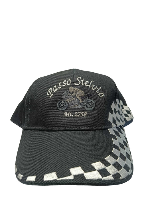 Cappellino Stelvio "moto scacchi"